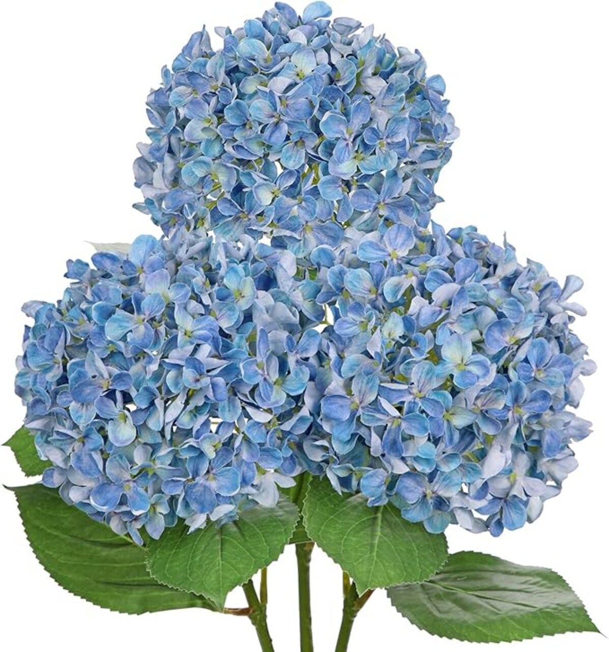 26" Artificial Hydrangea Flower with 6.6" Large Bloom, Realistic Gradient Silk Flowers, Faux Hydrangeas for Home Wedding Centerpiece Decor, Big Petal Fake Floral Arrangement, Indoor Outdoor Display